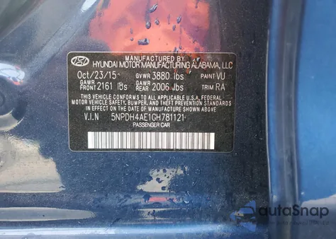 2016 Hyundai Elantra Se z USA, uszkodzony, nr VIN 5NPDH4AE1GH781121